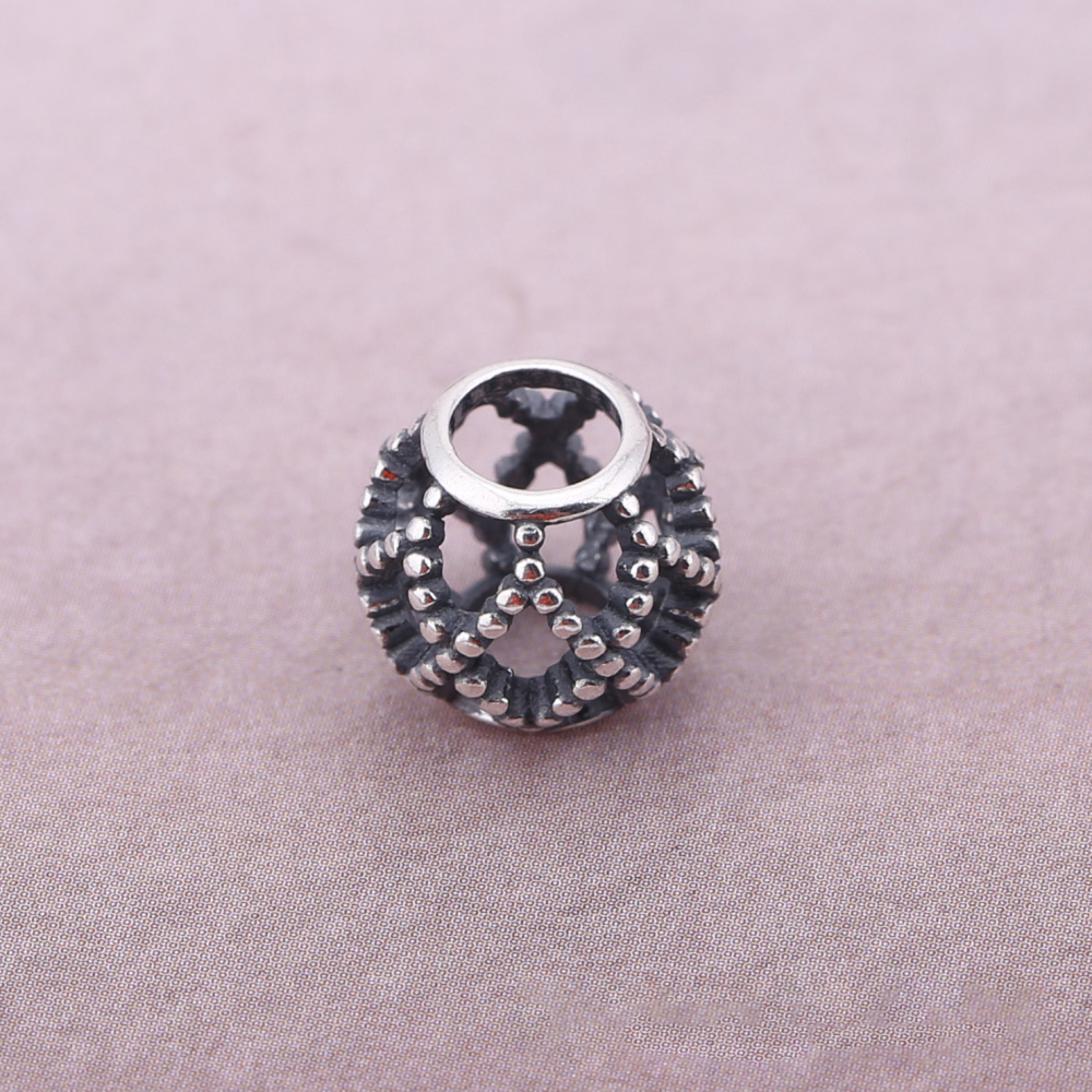 Pandora Silver Openwork Beaded Weave Cage Charm