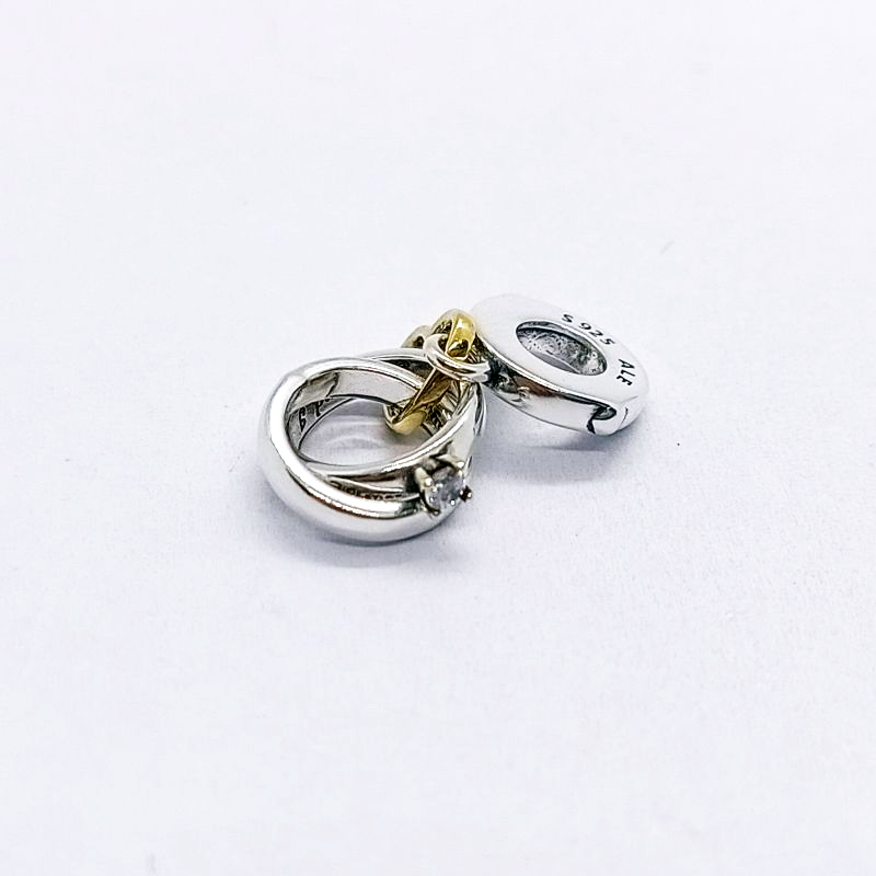 PANDORA Sterling Silver Charm Two-tone Wedding Rings