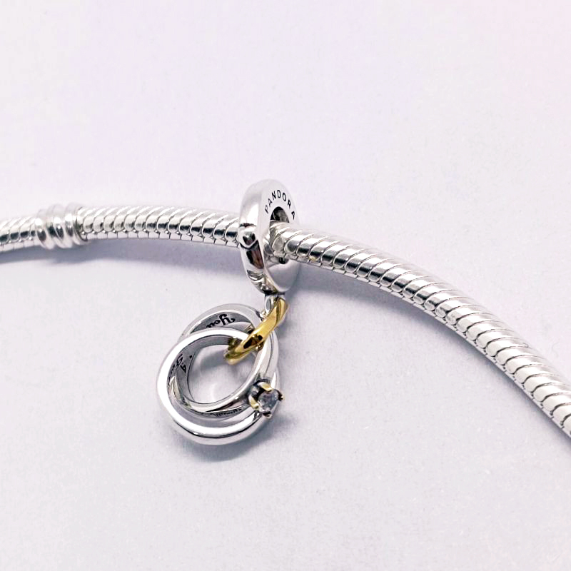 PANDORA Sterling Silver Charm Two-tone Wedding Rings