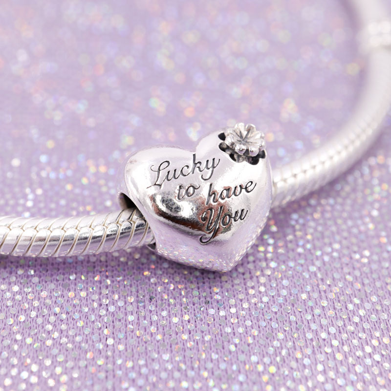 Pandora Heart & Clover S925 Sterling Silver Bead Gift Charm
