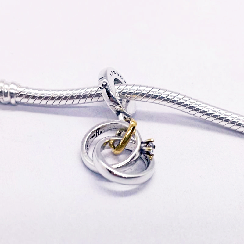 PANDORA Sterling Silver Charm Two-tone Wedding Rings