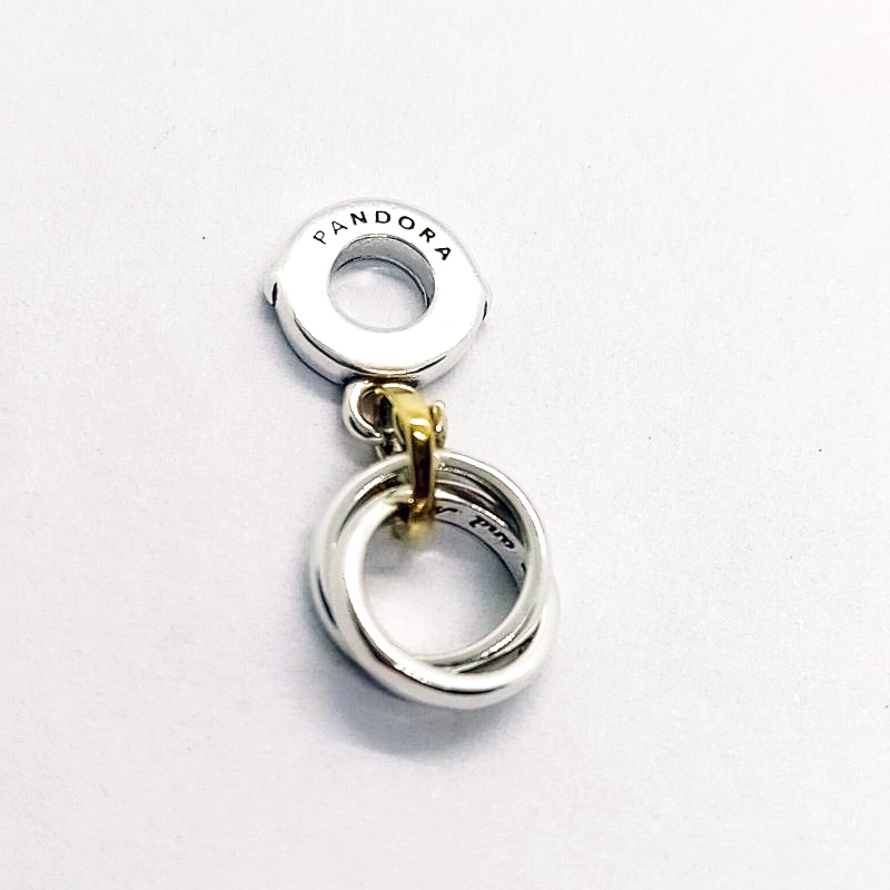 PANDORA Sterling Silver Charm Two-tone Wedding Rings