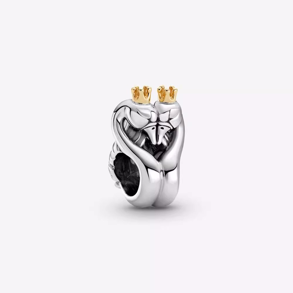Pandora Two-Tone Swans & Heart Charm  ALE 925