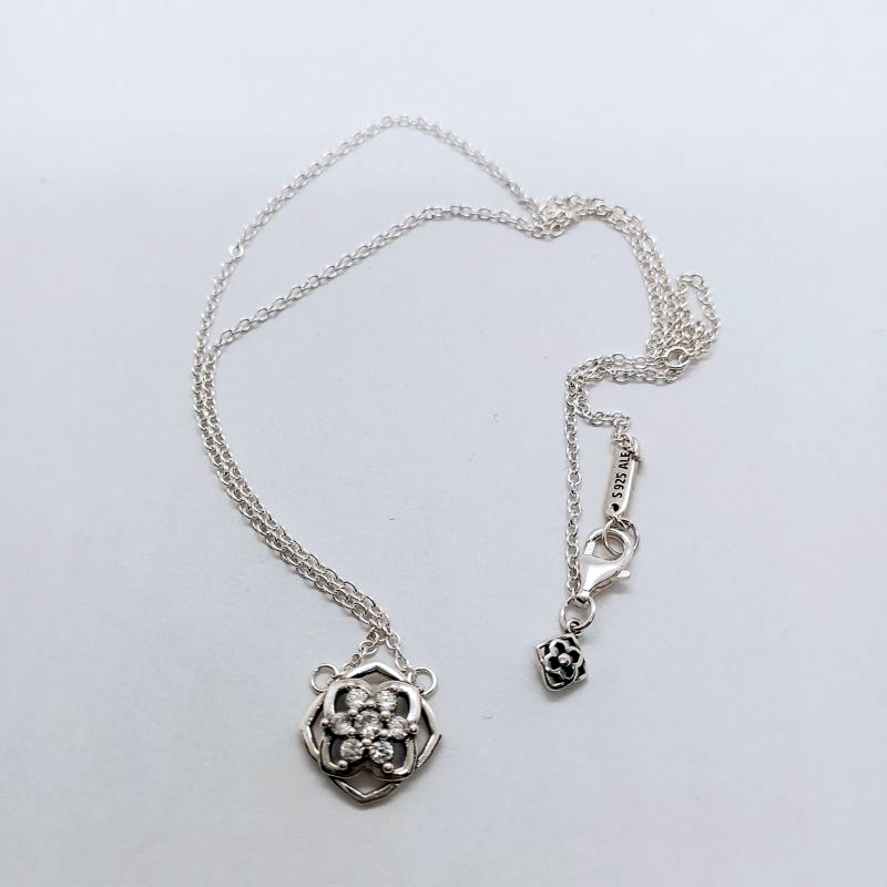 PANDORA 925 Silver Rose Petals Collier Necklace