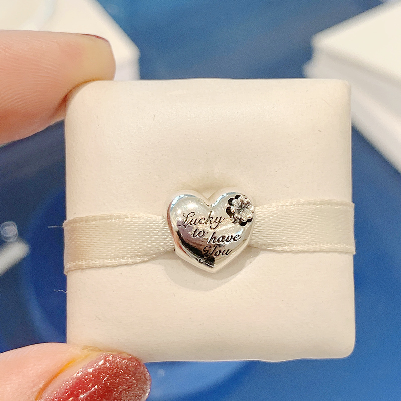 Pandora Heart & Clover S925 Sterling Silver Bead Gift Charm
