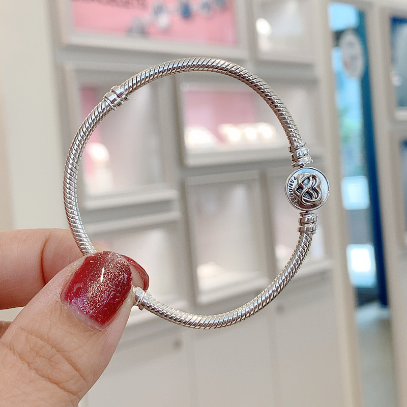 PANDORA 925 Silver Heart Infinity Charm Bracelet