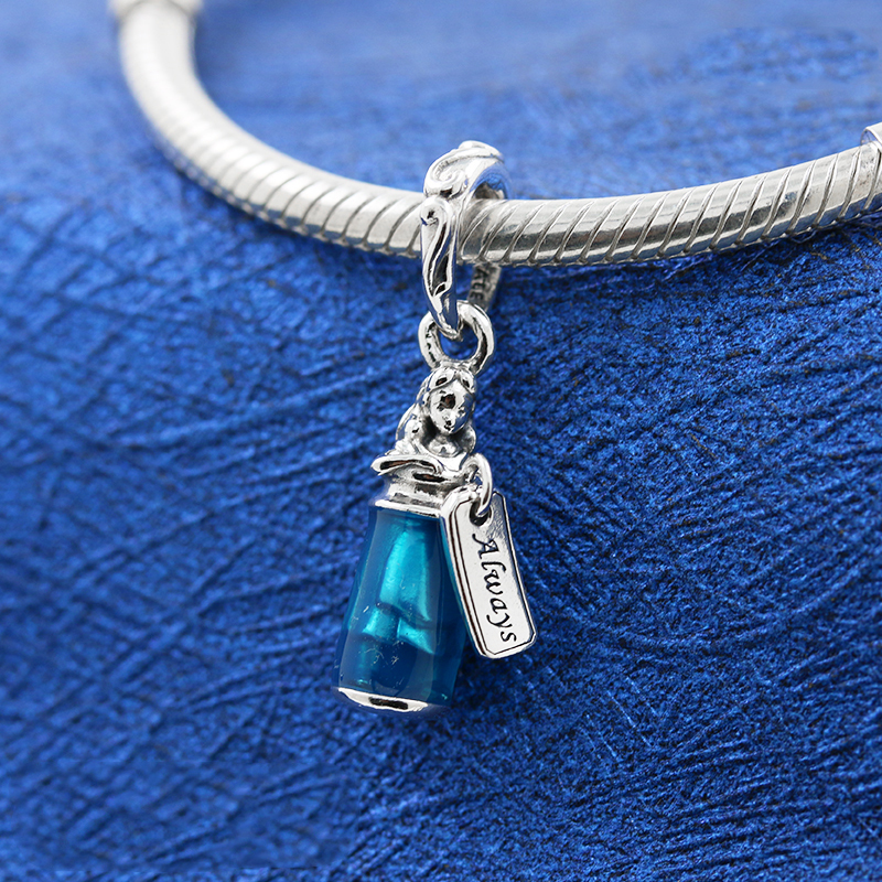 2021  Silver Pandora  Alice in Wonderland Drink Me Dangle Charm