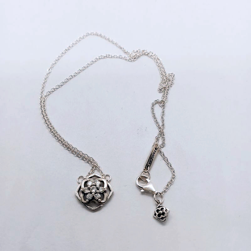 PANDORA 925 Silver Rose Petals Collier Necklace