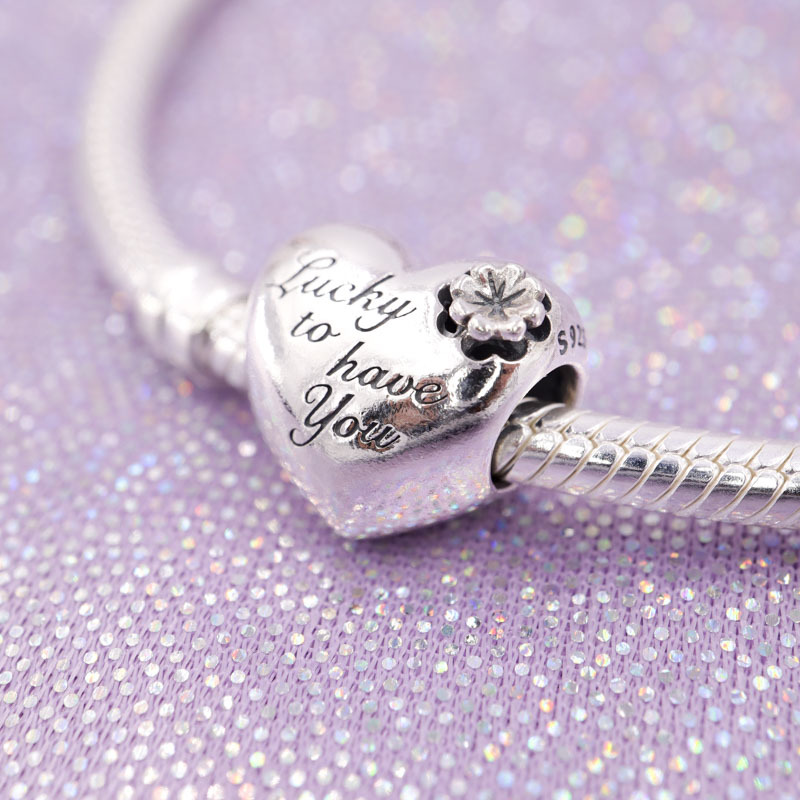 Pandora Heart & Clover S925 Sterling Silver Bead Gift Charm