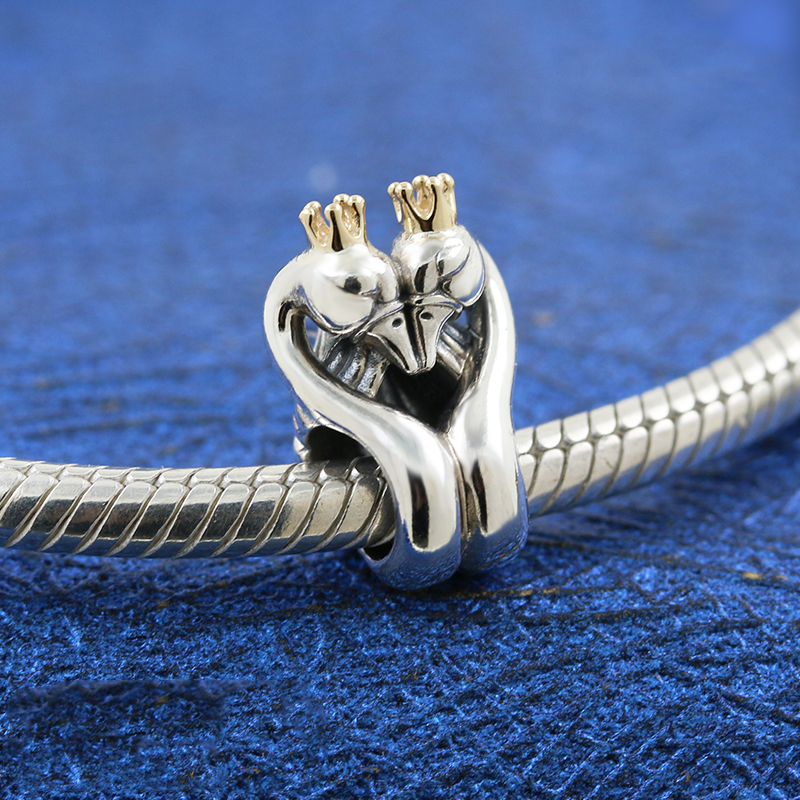 Pandora Two-Tone Swans & Heart Charm  ALE 925
