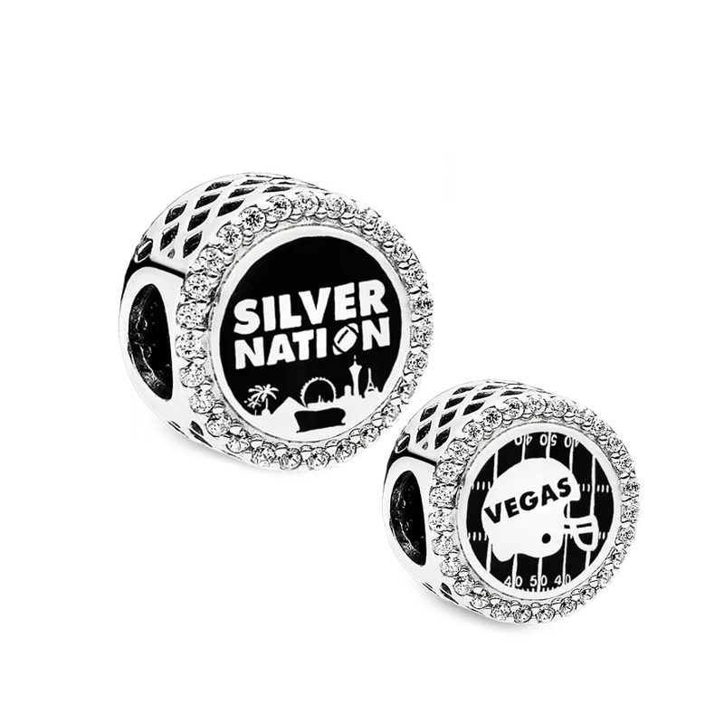 Pandora Las Vegas Raiders Silver Nation Double Sided Button Charm