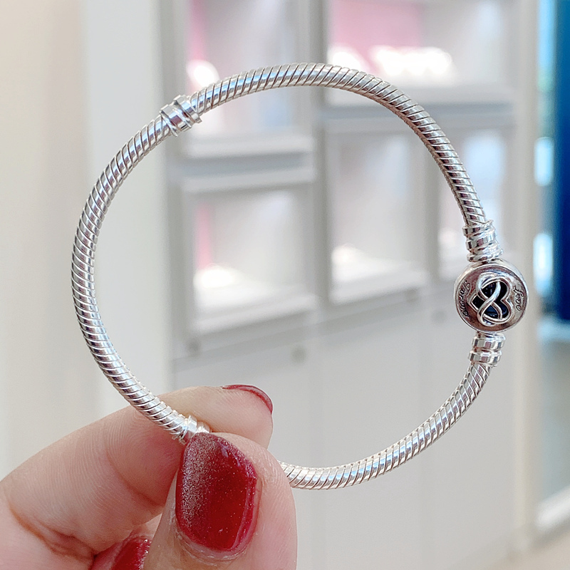 PANDORA 925 Silver Heart Infinity Charm Bracelet