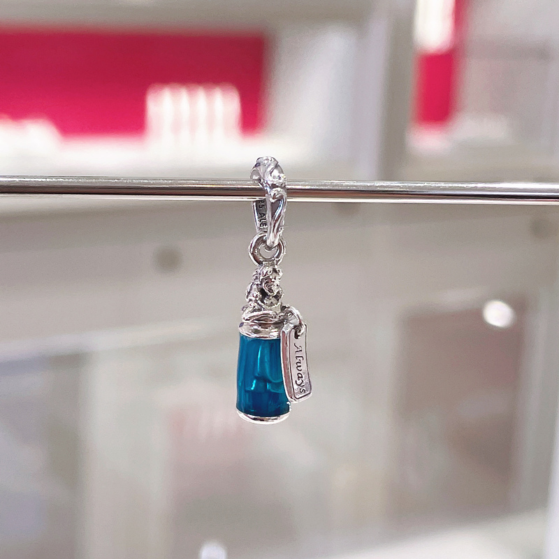 2021  Silver Pandora  Alice in Wonderland Drink Me Dangle Charm