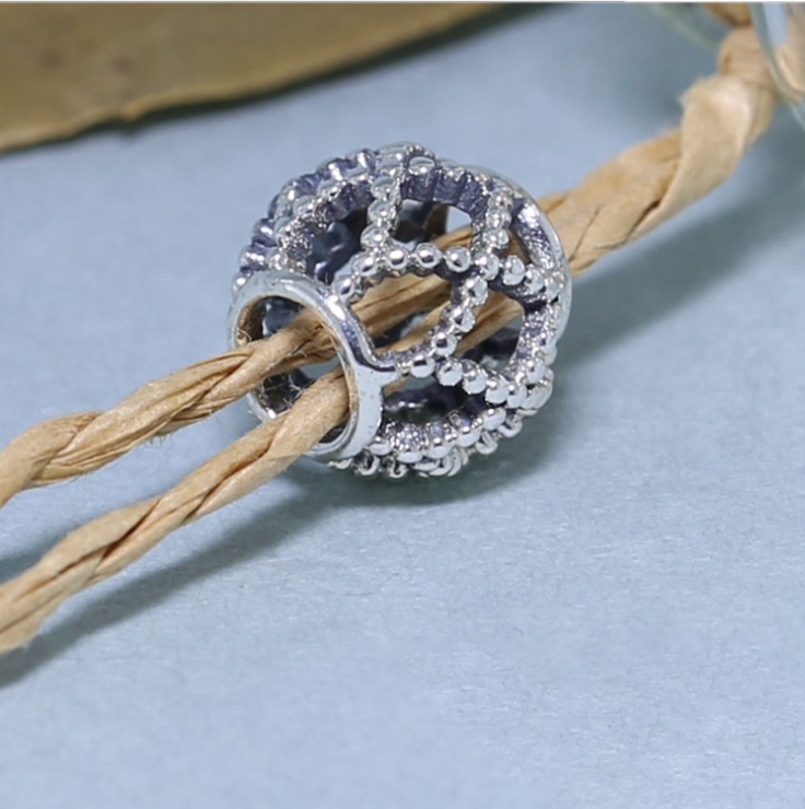 Pandora Silver Openwork Beaded Weave Cage Charm