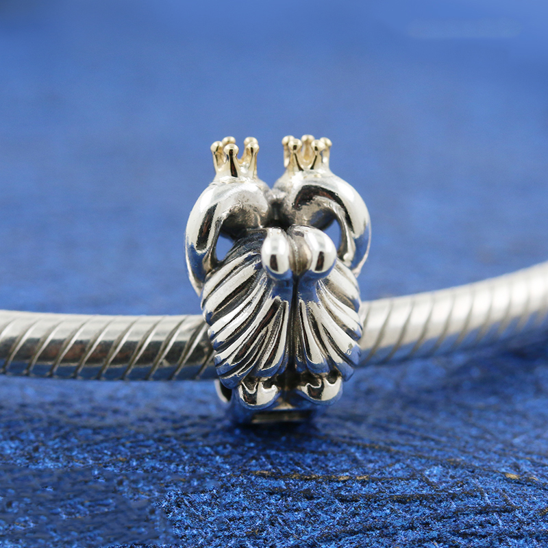 Pandora Two-Tone Swans & Heart Charm  ALE 925