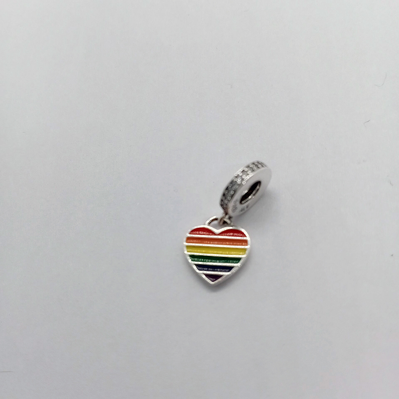 PANDORA 925 Rainbow Heart Pride Pendant Charm
