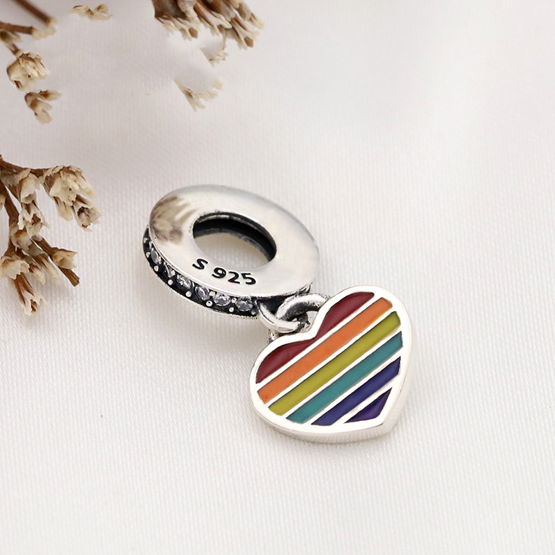 PANDORA 925 Rainbow Heart Pride Pendant Charm