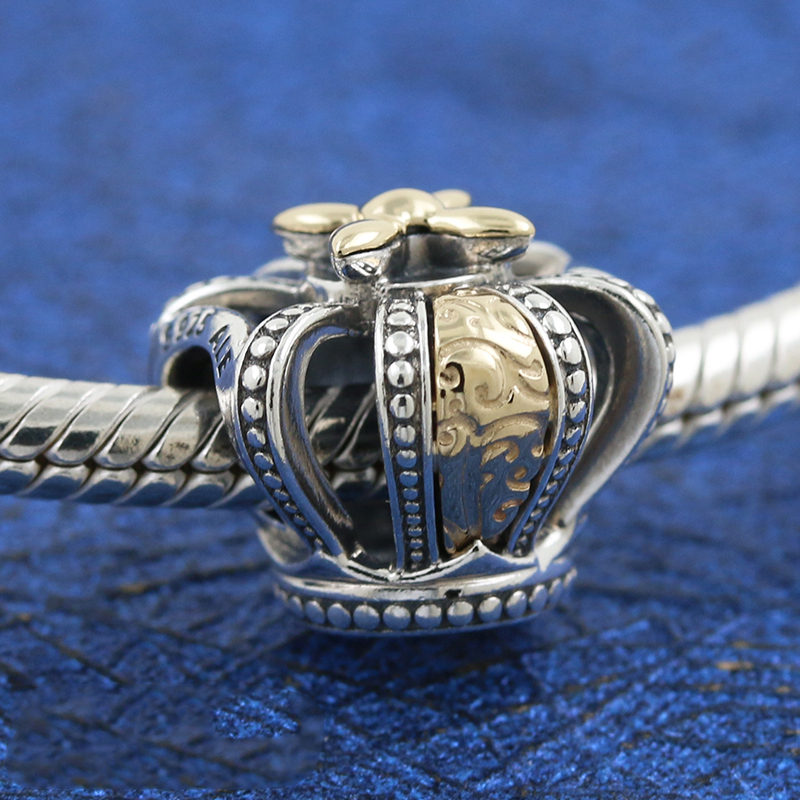 Pandora Gold Two-Tone Regal Crown Charm S925 ALE