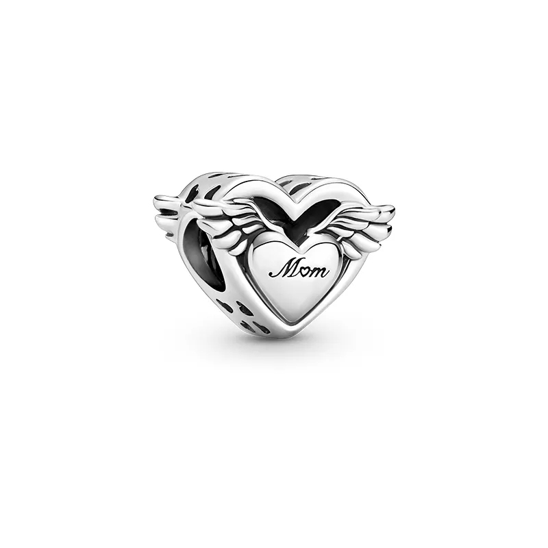 Pandora Angel Wings & Mom Silver Bead Mom Charm