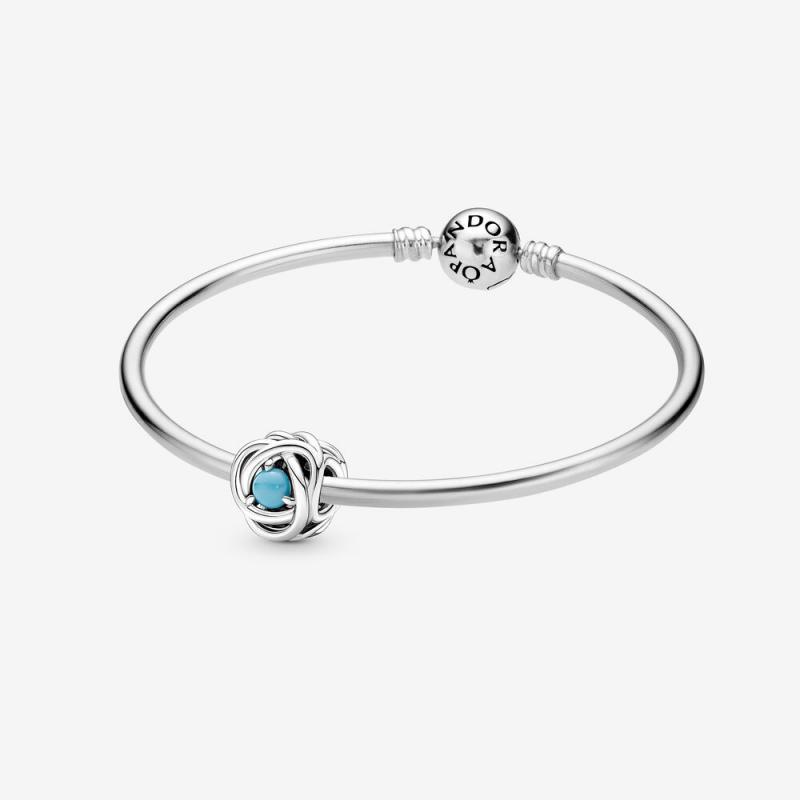 Pandora December Birthstone Charm Eternity Circle Bangle Gift Set Gift bag ALE