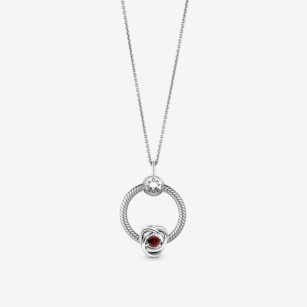 Pandra January  Birthstone Eternity Circle O Pendant Set Gift bag