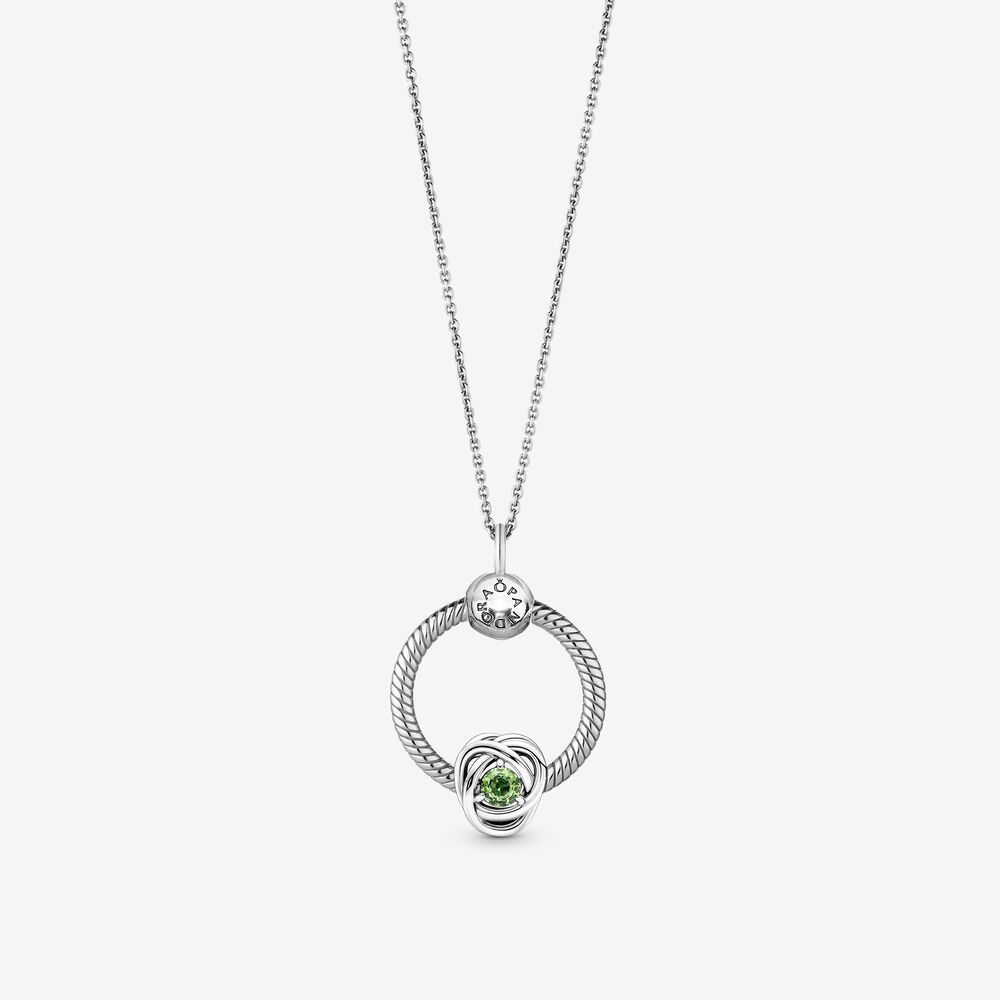 Pandora August Birthstone Eternity Circle O Pendant Set  Gift Bag