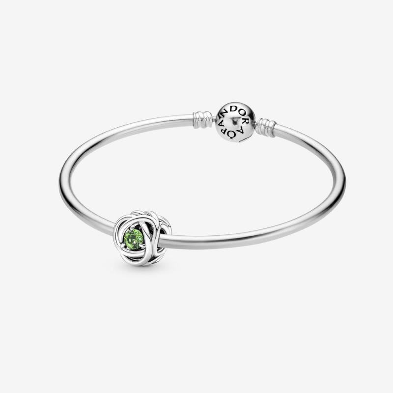 Pandora August Birthstone Charm Eternity Circle Bangle Gift Set Gift bag