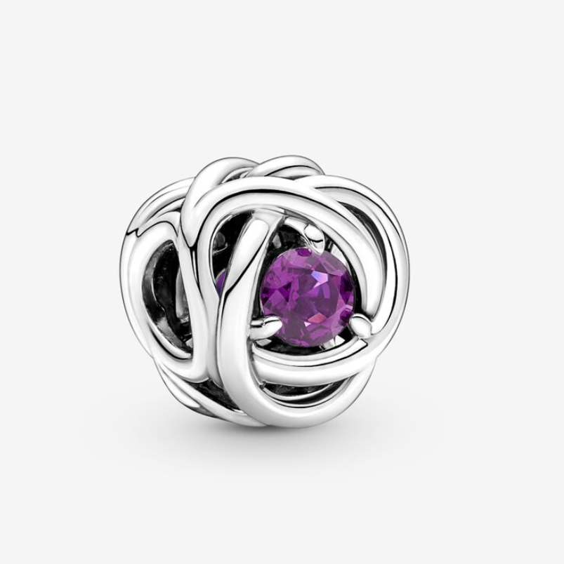 Pandora  February Birthstone Eternity Circle Charm S925 ALE   Gift bag
