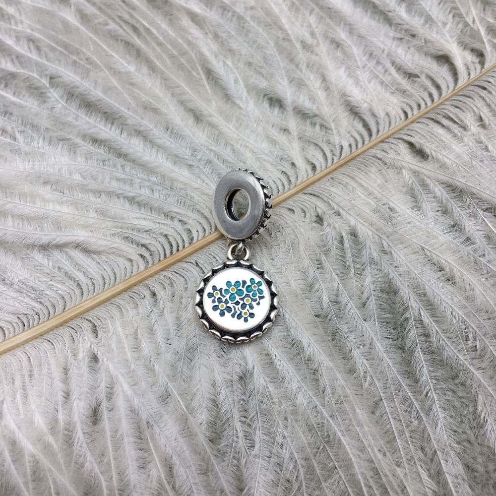 Pandora Blue Forget-Me-Not Flower Dangle Charm Silver S925 ALE