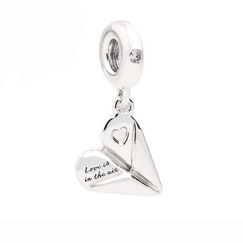 Pandora Heart Paper Plane Dangle Love Charm S925 ALE