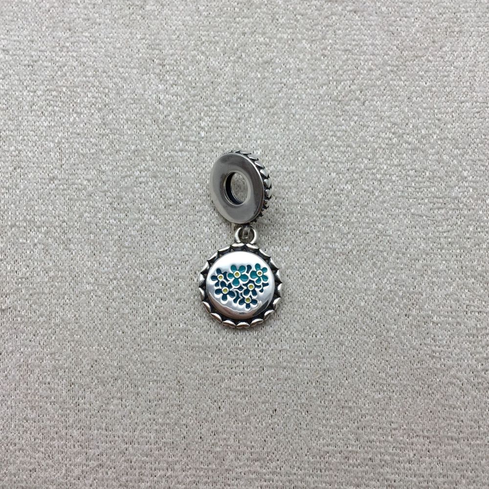 Pandora Blue Forget-Me-Not Flower Dangle Charm Silver S925 ALE