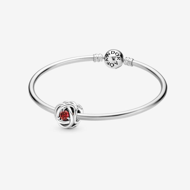 Pandora  July Birthstone Charm Eternity Circle Bangle Gift Set
