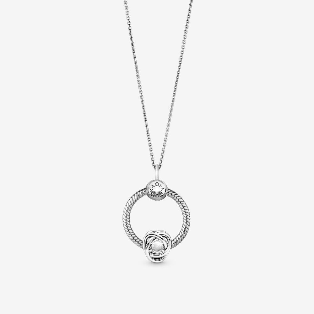 Pandra April Birthstone Eternity Circle O Pendant Set Gift Bag