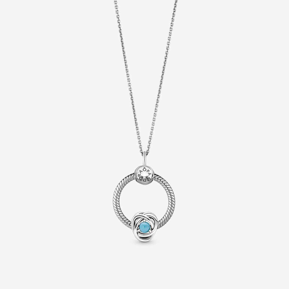 Pandora December Birthstone Eternity Circle O Pendant Set  Gift bag