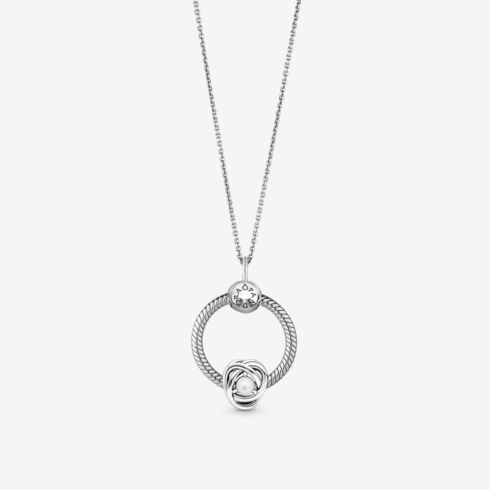 Pandra June Birthstone Eternity Circle O Pendant Set Gift bag