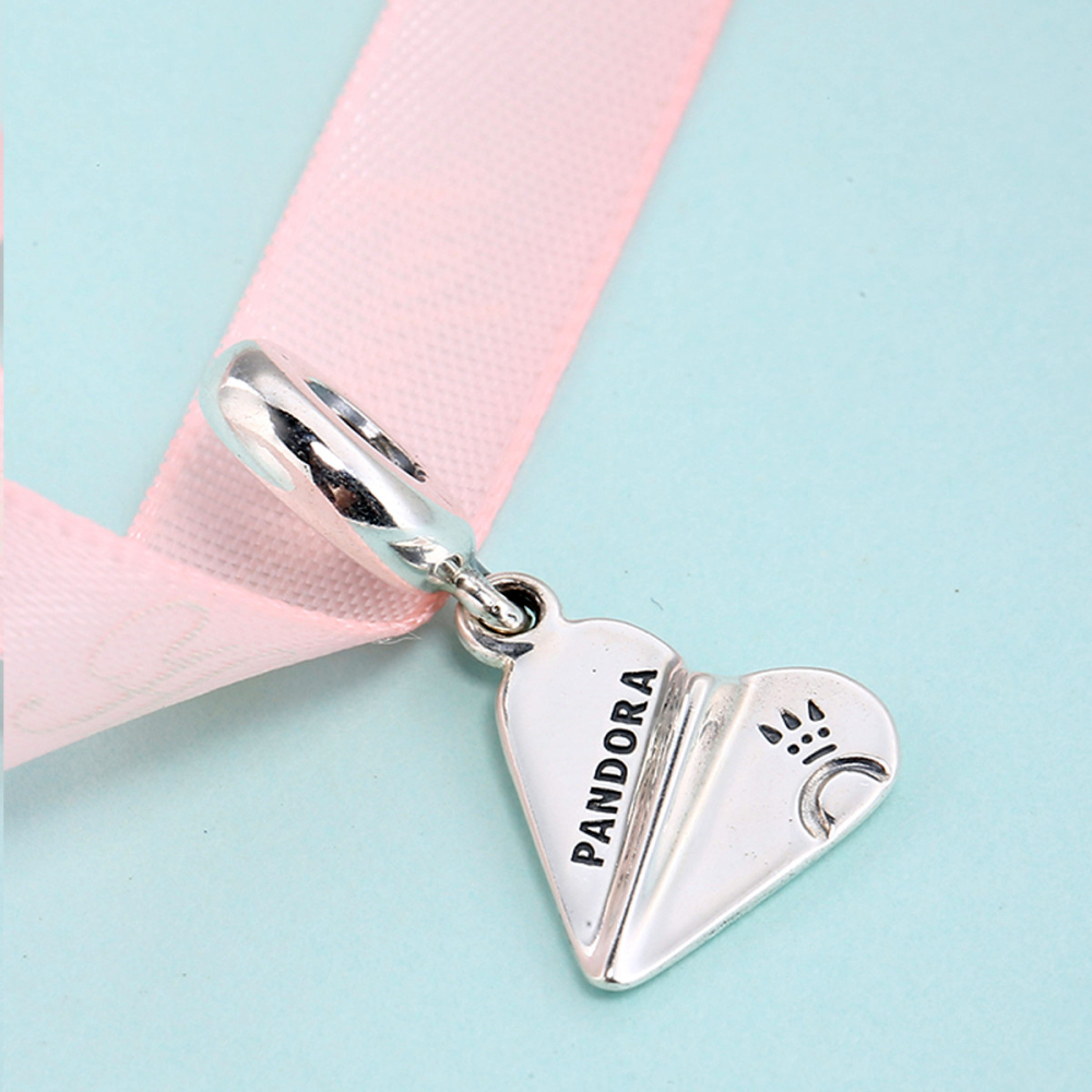 Pandora Heart Paper Plane Dangle Love Charm S925 ALE