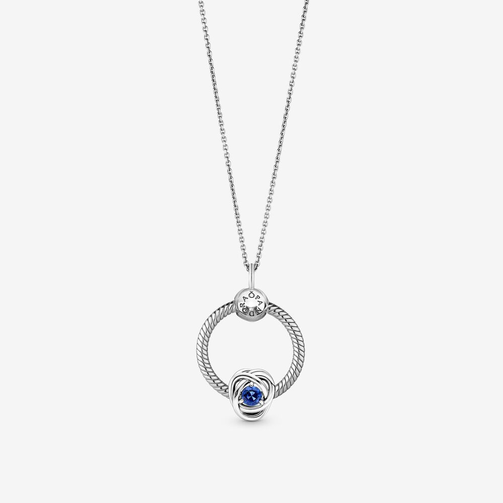 Pandora Septembe Birthstone Eternity Circle O Pendant Set  Gift Bag