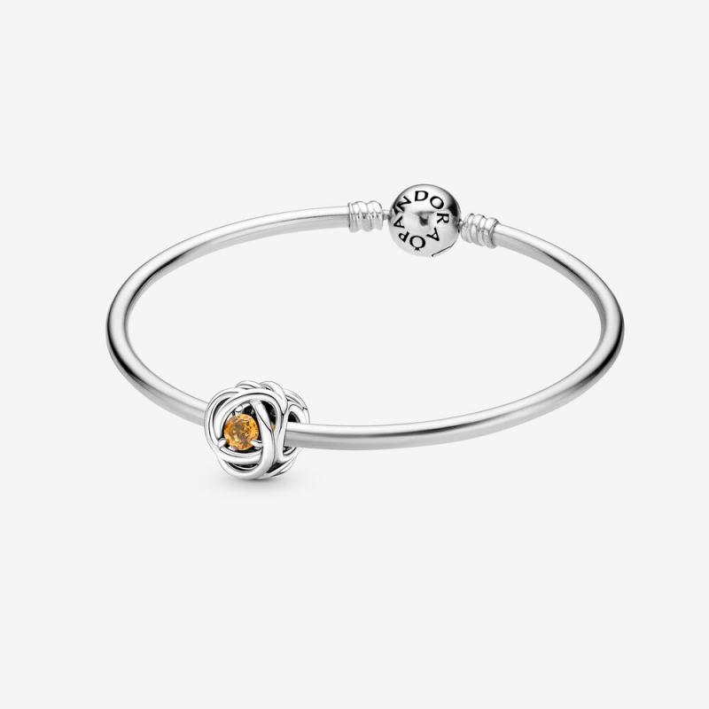 Pandora November Birthstone Charm Eternity Circle Bangle Gift Set Gift bag ALE