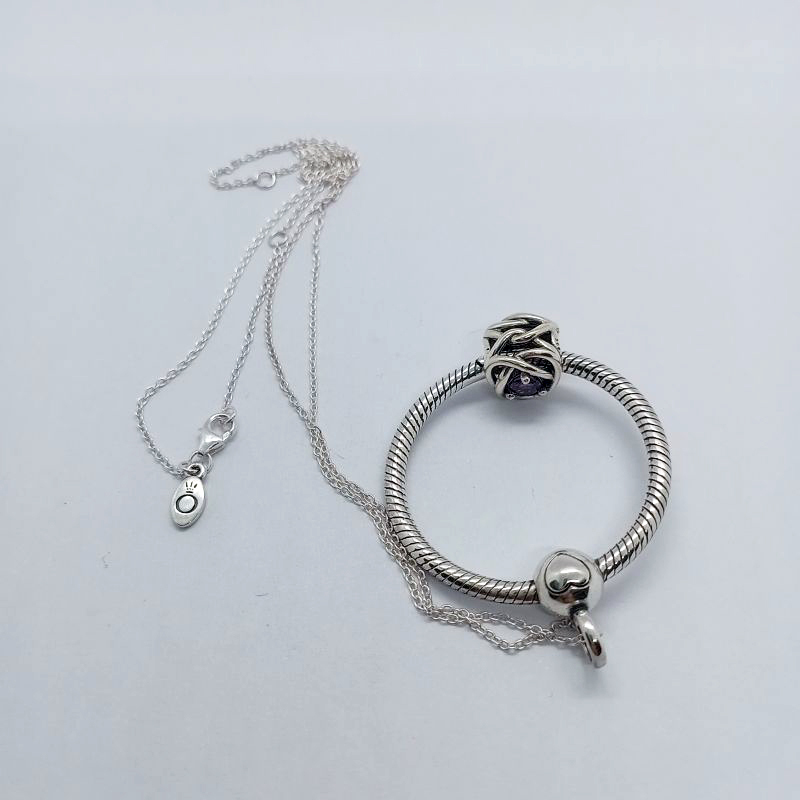 Pandra February Birthstone Eternity Circle O Pendant Set Gift bag
