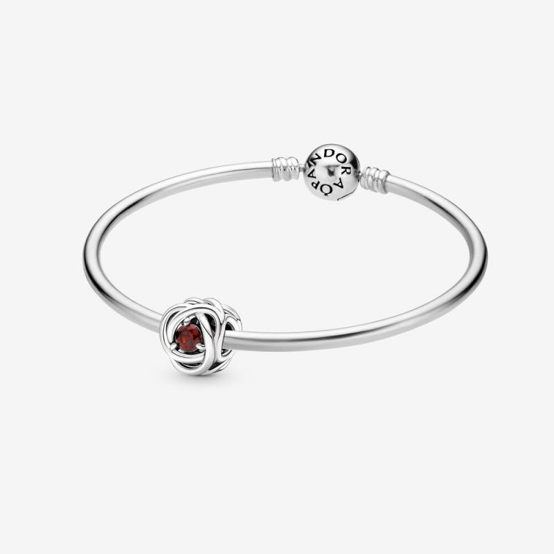 Pandora January Birthstone Charm Eternity Circle Bangle Gift Set ALE S925
