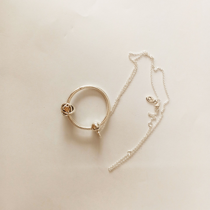 Pandora November Birthstone Eternity Circle O Pendant Set  Gift bag
