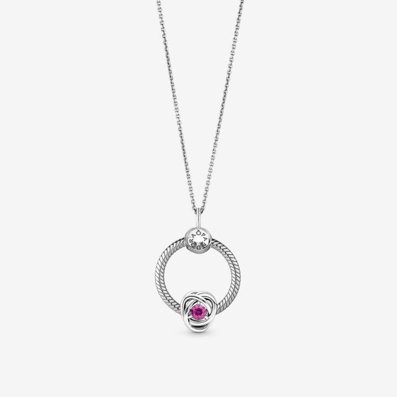 Pandora October Birthstone Eternity Circle O Pendant Set  Gift bag