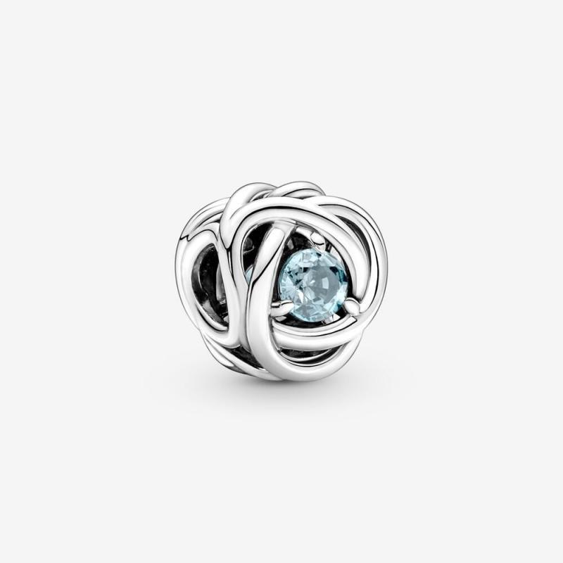 Pandra March Birthstone Eternity Circle O Pendant Set Gift bag