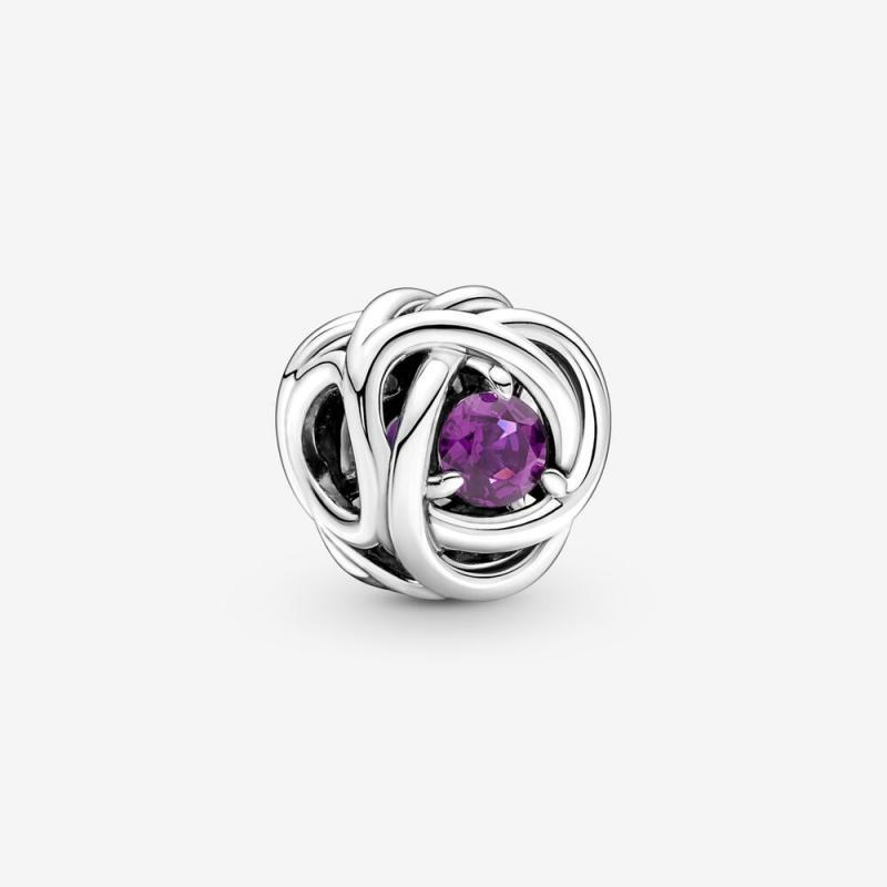 Pandora February Birthstone Charm Eternity Circle Bangle Gift Set ALE S925