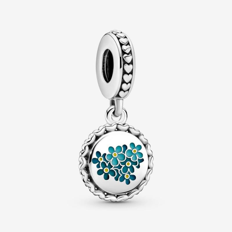 Pandora Blue Forget-Me-Not Flower Dangle Charm Silver S925 ALE