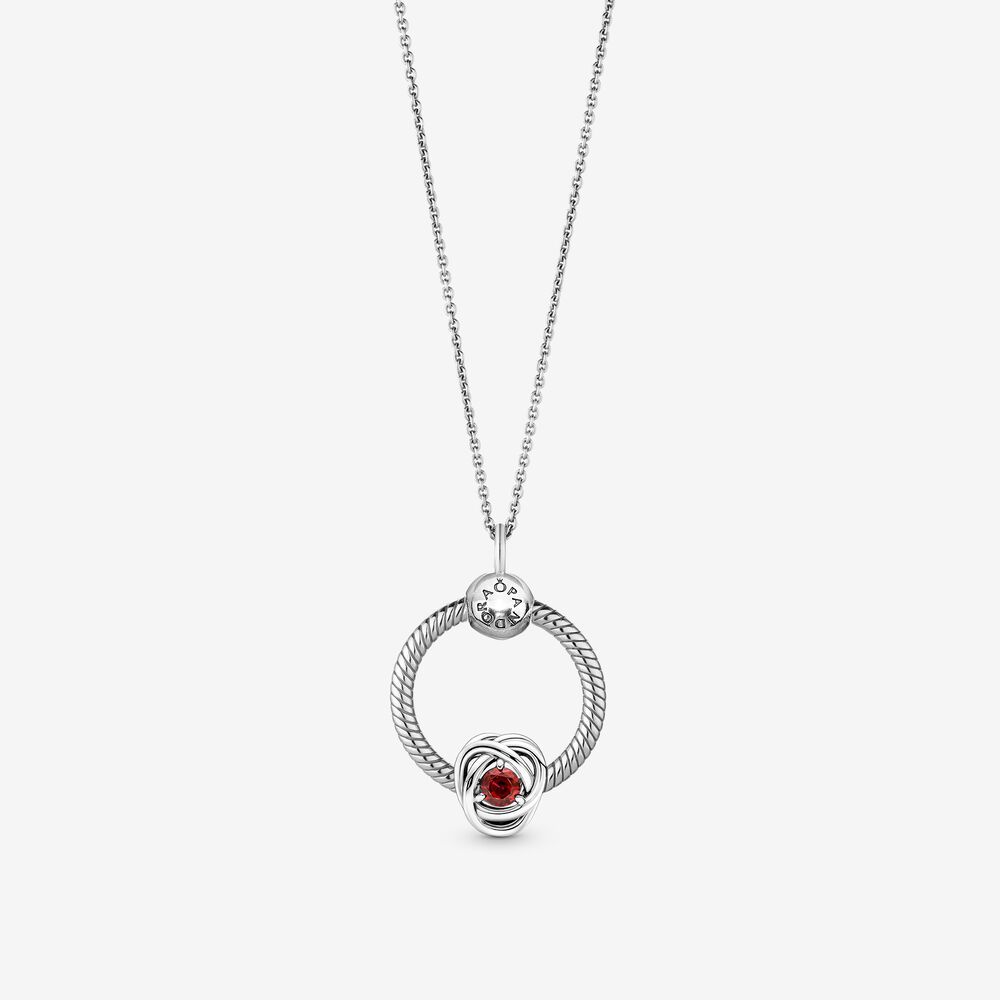 Pandora July Birthstone Eternity Circle O Pendant Set  Gift Bag