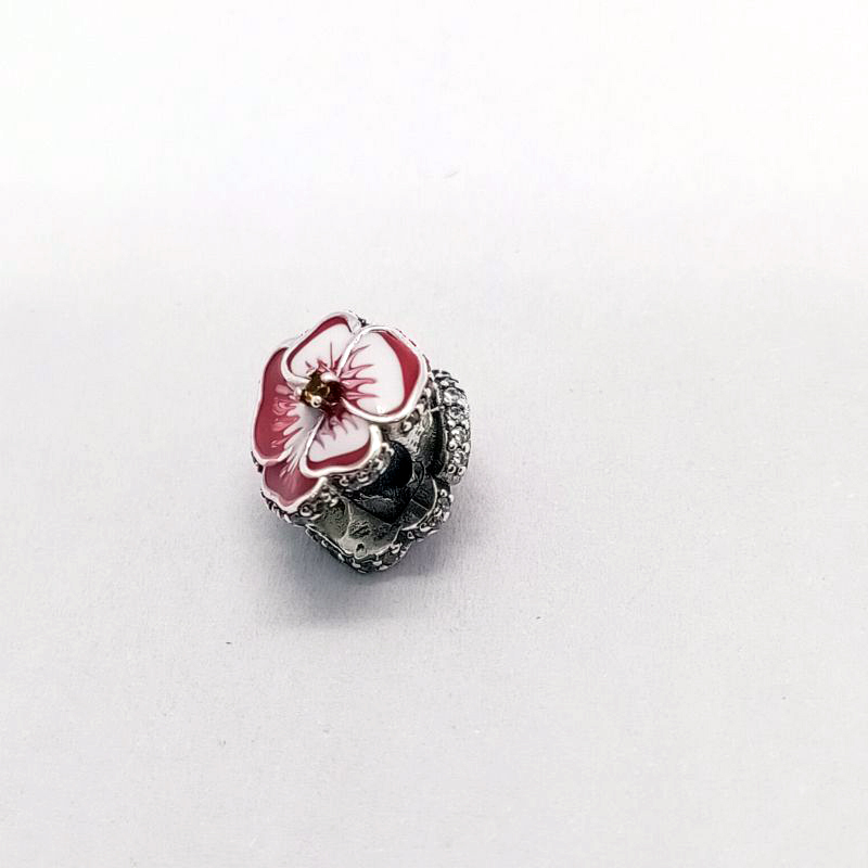 PANDORA 925 Ale CZ Pink Pansy Flower Charm