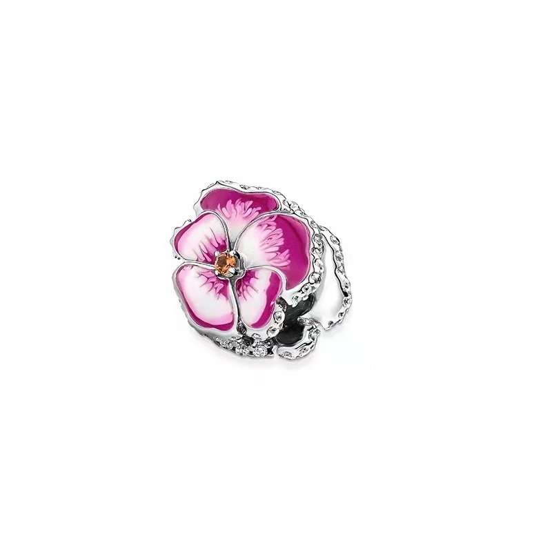 PANDORA 925 Ale CZ Pink Pansy Flower Charm