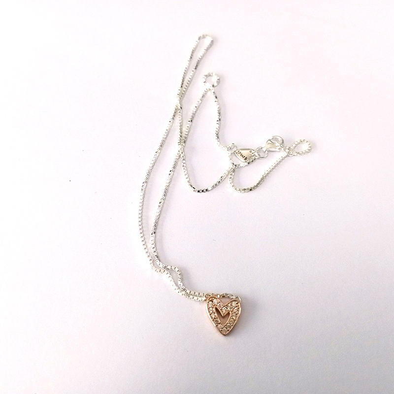 Pandora Sparkling Freehand Heart Necklace ALE Gift bag