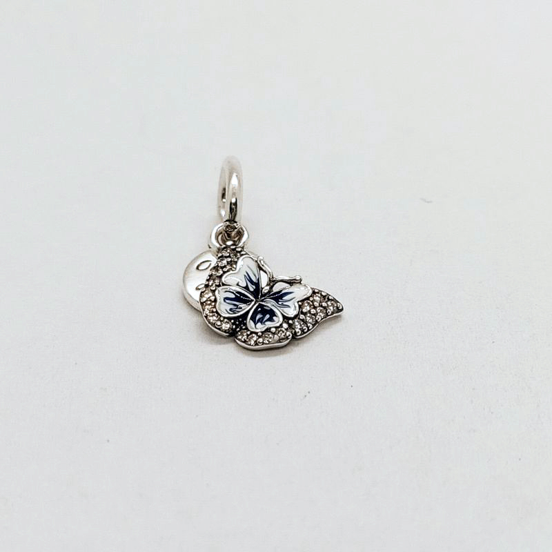 ALE S925  Pandora Blue Butterfly & Quote Double Dangle Charm & Gift bag